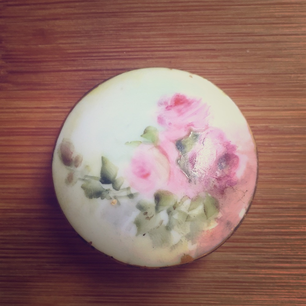 Hand painted rose brooch